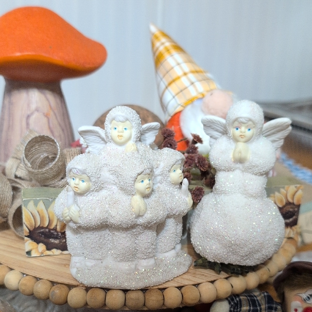 Precious Moments Glittery Angel Figurines - White and Cream